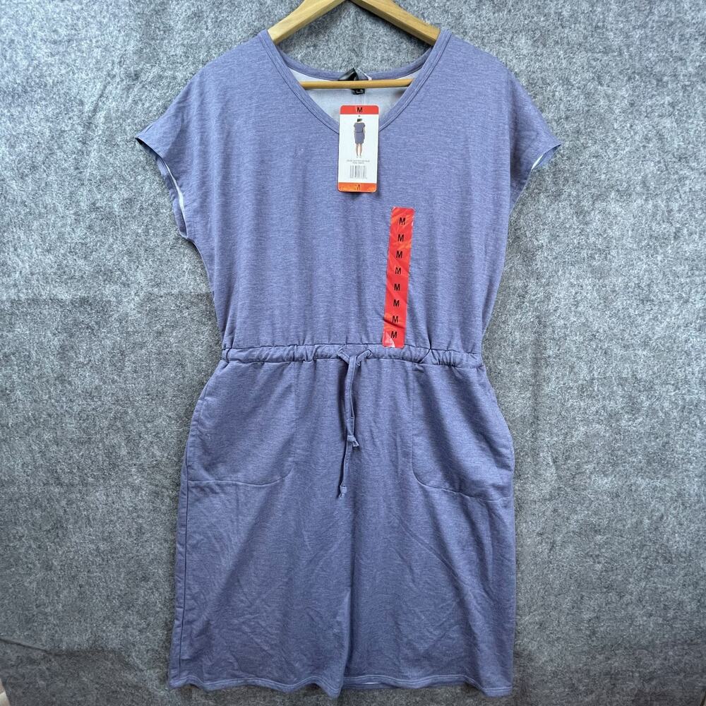 32 Degrees Dress Womens M Heather Ash Blue Cap Sleeve Tie Waist Play Lounge‎